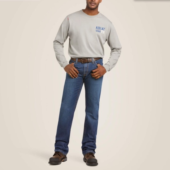 M4 Ariat FR Relaxed Boot Cut Jeans Flame Resistant 40x34 Lightly Worn Dark Wash✨ - Picture 4 of 14